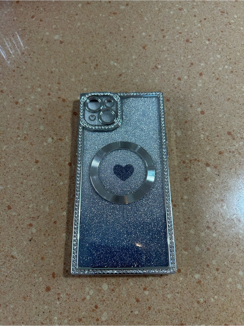 New Iphone 14 Plus Silver Bling Phone Case, Super Cute, Great Protection